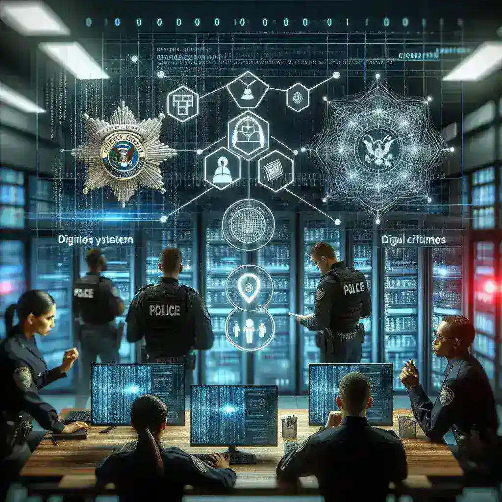 "Imagen de un oficial de la Guardia Civil utilizando tecnología avanzada para análisis de delitos digitales con sistemas predictivos."