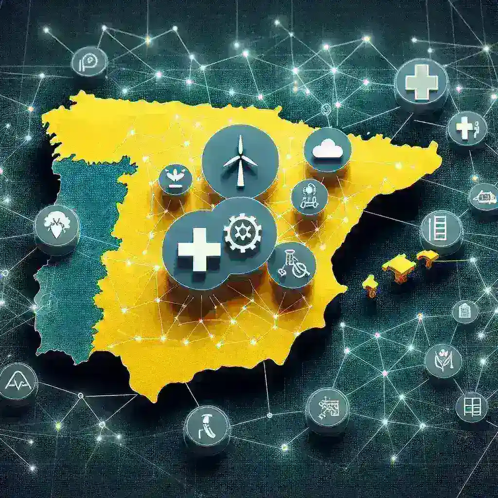 "Edge computing en España: Implementación en sectores estratégicos, ilustrando cómo esta tecnología mejora la eficiencia en industrias como la sanidad, la manufactura y las telecomunicaciones."